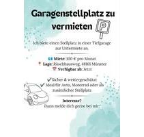 Parkplatz in Tiefgarage, Garagenstellplatz zur Miete in Münster