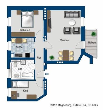 Foto - Etagenwohnung zur Miete in Magdeburg