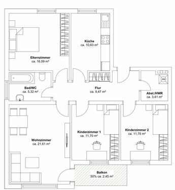 Foto - Modernisierte 4 Zimmer Wohnung - Ab 1. Juni frei - WG geeignet