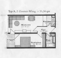 Eigentumswohnung in Marburg - 130.000,00&nbsp;EUR Kaufpreis, ca.&nbsp; 55,34&nbsp;m&sup2; in Burgwald (PLZ: 35099)