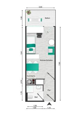 Foto - Wohnung Apartment Studentenwohnung in Saarbrücken Rotenbühl