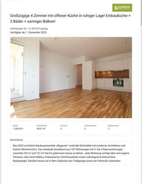 Foto - Großzügige 4-Zimmer-Wohnung mit Balkon, EBK & 2 Bädern