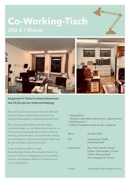 Foto - Co-Working Space Arbeitsplatz Tisch in Köln