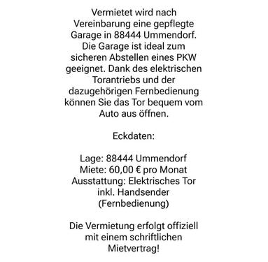 Foto - Garage zu Vermieten - 60,00&nbsp;EUR Miete,