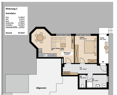 Foto - Birkenhard: 2 Zimmer Souterrain 67m²+ Garten + Terrasse + Stellpl