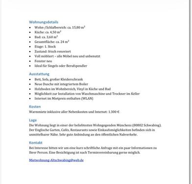 Foto - 1 Zimmer Etagenwohnung zur Miete in München