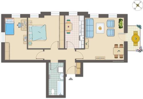 Foto - 3 Raumwohnung mit Balkon nähe Großer Garten, Mietbeginn ab 1.12.