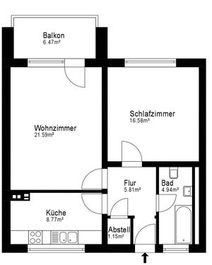 Foto - 2-Zimmer Wohnung Köln Buchforst, Küche, Diele, Bad, Balkon