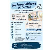 3,5 Zimmer- Wohnung mit Terrasse in Gammertingen