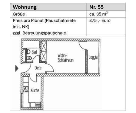 Foto - 1-Zimmer Mietwohnung für Senioren mit Serviceleistungen