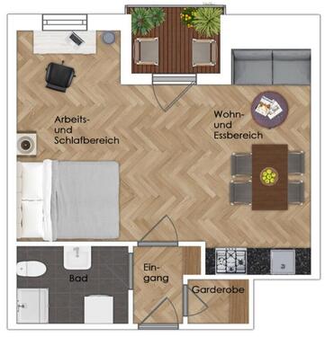 Foto - Frisch renovierte 1-Zimmer Wohnung mit Balkon