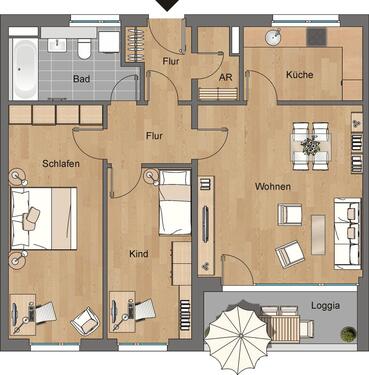 Foto - 160091101334 - 3-Raum-Wohnung im 3.OG mit Balkon und Aufzug