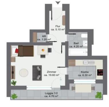 Foto - 1 Zimmer Wohnung - 1.150,00 EUR Kaltmiete,