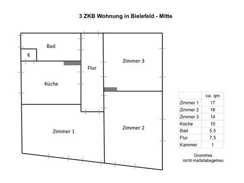 Foto - Helle 3 ZKB Wohnung in Bielefeld - Mitte