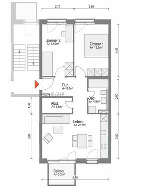 Foto - Mietwohnung - 817,00&nbsp;EUR Kaltmiete, ca.&nbsp; 66,40&nbsp;m&sup2;