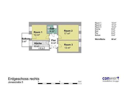 Foto - 3 Zimmer Erdgeschoßwohnung zur Miete in Leipzig