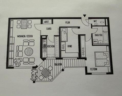Foto - 3-Zimmer Mietwohnung mit Einbauküche und Garagenbox