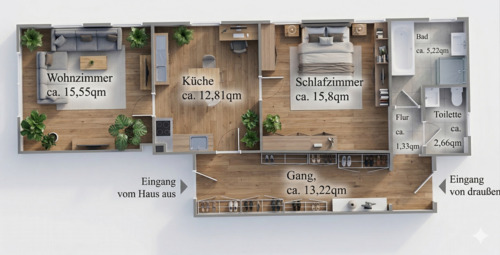 Foto - frisch renovierte 2 Zimmer EG Wohnung in Teisbach
