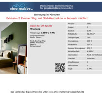 sonnige 2 Zimmer Balkonwohnung in Moosach möbliert - München