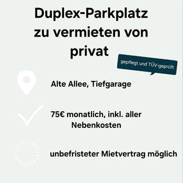 Foto - Duplex‑Parkplatz zu vermieten – Tiefgarage, von privat