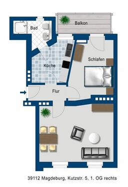Foto - Etagenwohnung zur Miete in Magdeburg
