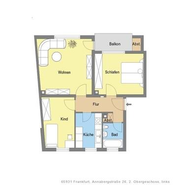 Foto - 3 Zimmer Etagenwohnung zur Miete in Frankfurt am Main