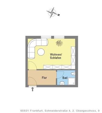 Foto - 1 Zimmer Etagenwohnung zur Miete in Frankfurt am Main