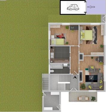 Foto - Helle 3-Zimmer-Wohnung mit großem Garten, Balkon, Garage
