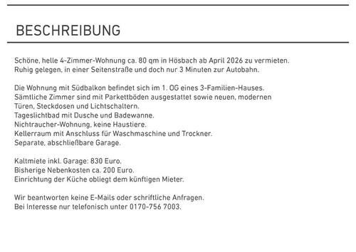 Foto - 4 Zimmer Etagenwohnung zur Miete in Hösbach