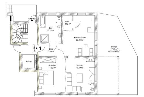Foto - Erdgeschosswohnung mit Balkon - 1.050,00&nbsp;EUR Kaltmiete, ca.&nbsp; 106,51&nbsp;m&sup2;