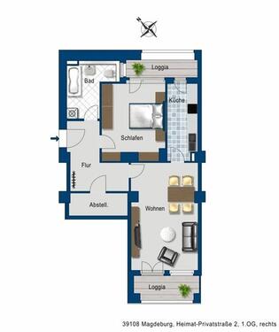 Foto - 2 Zimmer Etagenwohnung zur Miete in Magdeburg