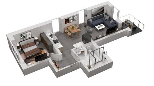 Foto - 54 m² Wohnung mit Balkon, Kellerabteil und moderner Einbauküche