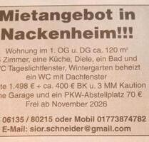 5 Zimmer Wohnung für max. 5 Personen zu vermieten zum 1. Nov - Nackenheim