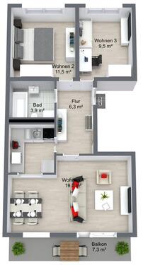 Foto - 3 Zimmer Etagenwohnung zur Miete in Schwedt (Oder)