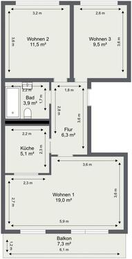 Foto - 3 Zimmer Etagenwohnung in Schwedt (Oder)