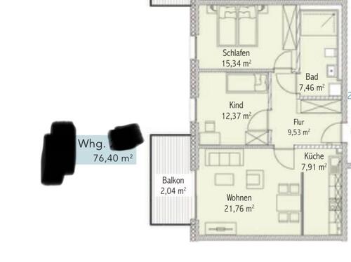 Foto - WBS 3 Raumwohnung mit großem Balkon und Küche