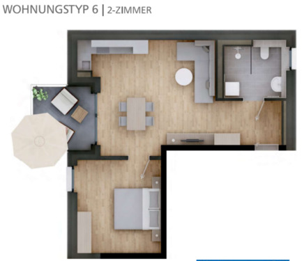 Foto - 2-Zimmer Neubau-Wohnung (teilmöbiliert,1.OG) mit Balkon in Landau