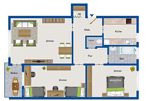 Foto - 3 ZKBB in Mannheim-Waldhof zu vermieten