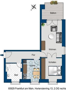 Foto - 2 Zimmer Etagenwohnung zur Miete in Frankfurt am Main