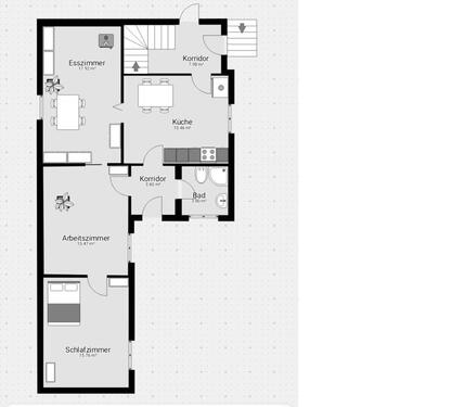 Foto - Erdgeschoss 3 Zimmer mit Bad ,Dusche WC und Küche mit Einbauküche