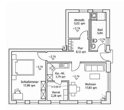 Foto - Souterrainwohnung in Laer - 625,00&nbsp;EUR Kaltmiete, ca.&nbsp; 56,00&nbsp;m&sup2;