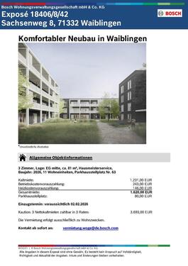 Foto - 3 Zimmer Erdgeschoßwohnung zur Miete in Waiblingen