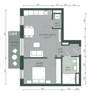 Foto - 2 Zimmer Etagenwohnung zur Miete in Hamburg