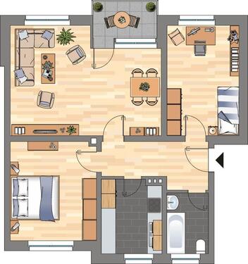 Foto - Bereits modernisierte 3-ZKB-Balkonwohohnung in gepflegtem Haus im Europaviertel zu vermieten!