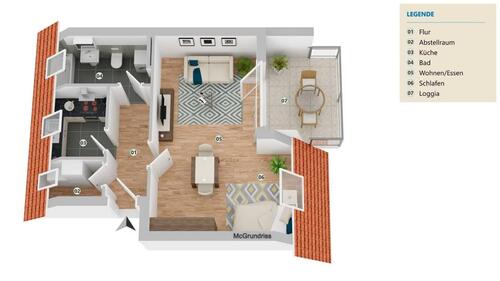 Foto - möblierte 1 Zi.-Whg. mit Dachterrasse