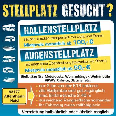 Foto - Unterstellplatz in Halle oder Außen für Kfz, Krad, Boot usw.