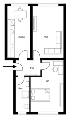 Foto - 2-Zimmer-Wohnung im Erdgeschoss mit Einbauküche in Hamburg-Horn