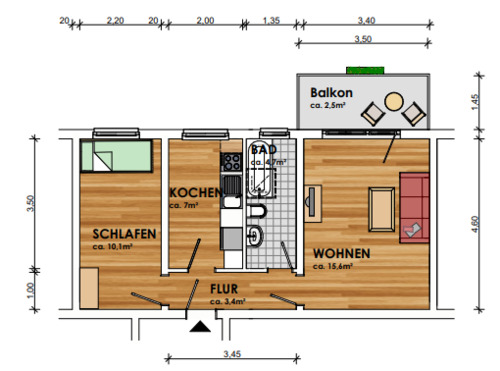 Foto - 2 Zimmer Etagenwohnung zur Miete in Güstrow