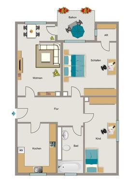 Foto - 3.5 Zimmer Etagenwohnung zur Miete in Gelsenkirchen