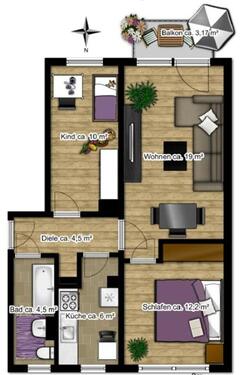 Foto - 3 Zimmer Etagenwohnung zur Miete in Borna